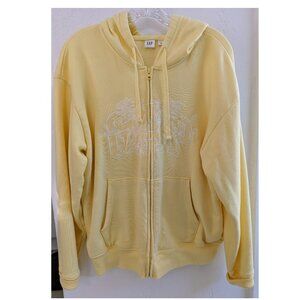 GAP Full Zip Yellow Relaxed Fit Hoodie Medium